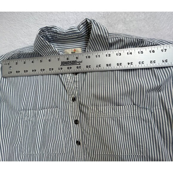 Marine Layer Womens Striped Button-Front Short Sleeve Shirt Dress Small Blue - Picture 7 of 9